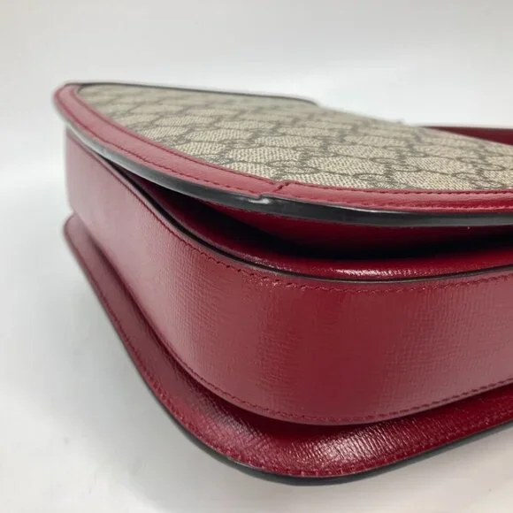 GUCCI 602204 GG Supreme Horsebit 1955 bag Shoulder Bag GG Supreme Beige/Red - Picture 12 of 16